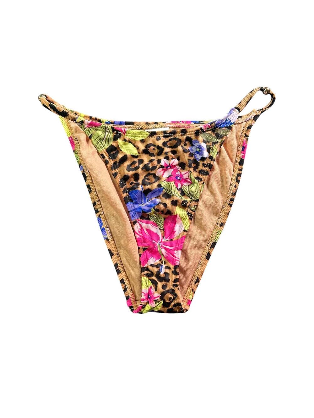 Wild Fable skimpy stretch side tab very cheeky bikini bottom floral animal print